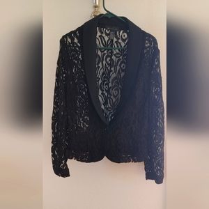 Inc International Concepts black Lacey Blazer lace jacket size extra large XL